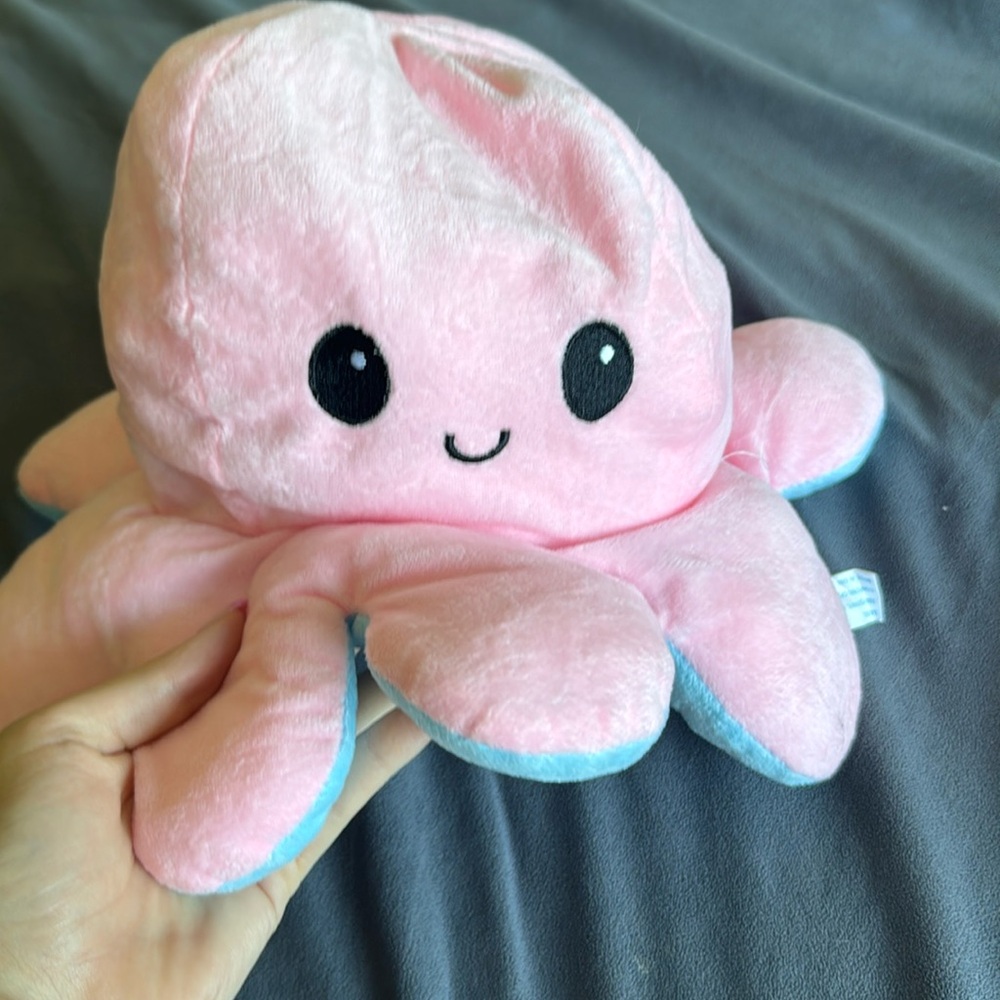 Reversible Octopus Plushie - Pink + Aqua - Cute Sensory Fidget Stuffed Animals